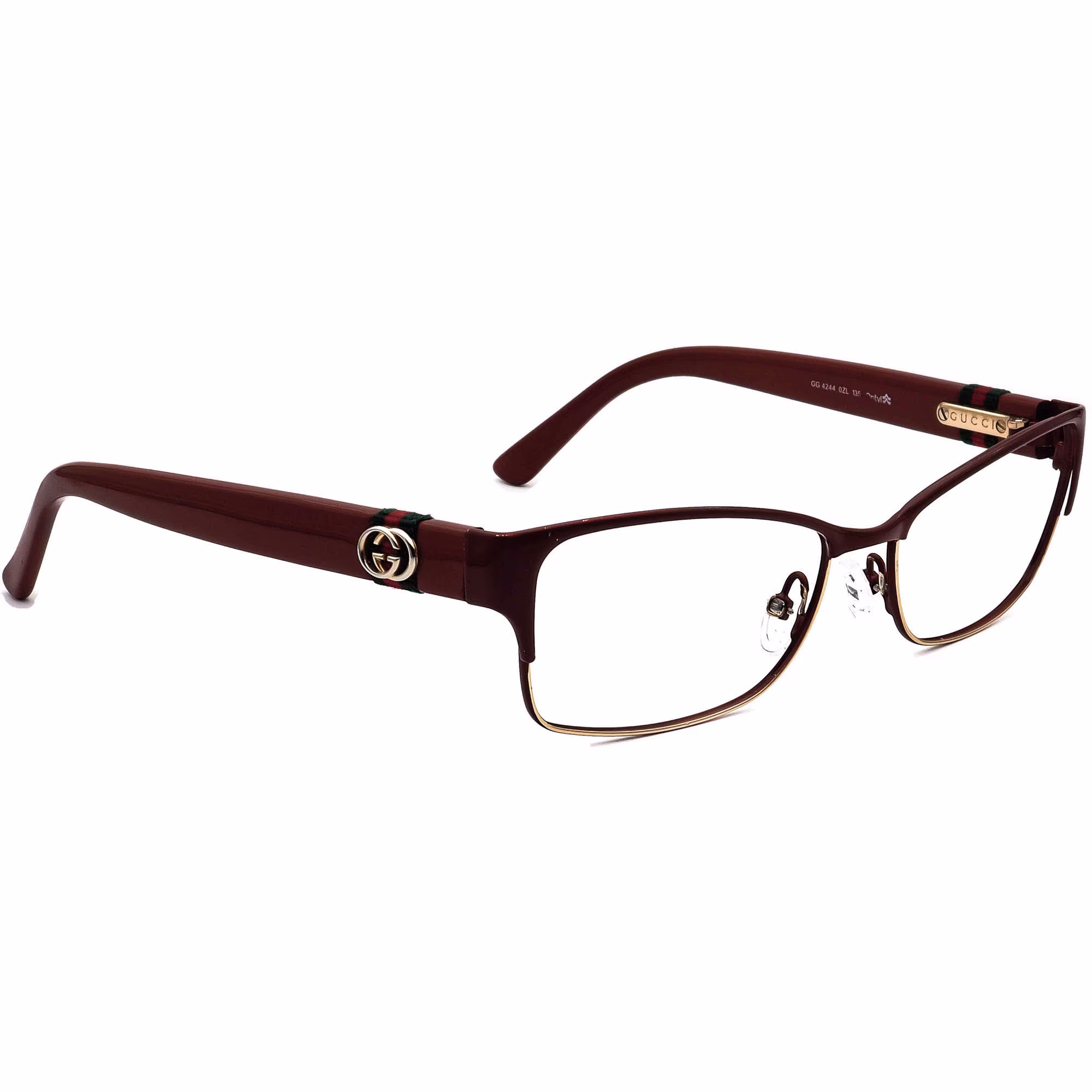 Gucci Women's Eyeglasses Gg 4244 0Zl Red&gold Browline Frame Italy 53[]16 135