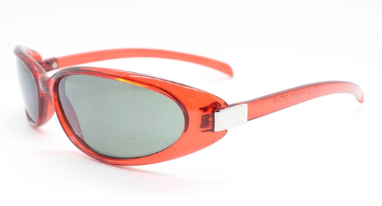 90S Vintage Red Visor Sunglasses. Transparent Curved Wraparound Mini Shield Candy Frame. Bnwt. 2000S. Y2K Unused Nos