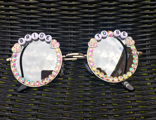 Round Silver Sparkly Bride To Be Sunglasses Hen Do Accessories Bachelorette Party