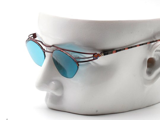 Yabi Spirit, Made in Germany, Blue Lenses, Half Rim, Designer Sunglasses, Swing Line 275, Never Used, New Old Stock