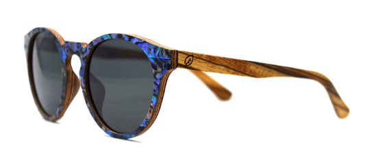 Seashell Abalone Sunglasses, Notched Bridge Shell & Wood Polarized Sunglasses