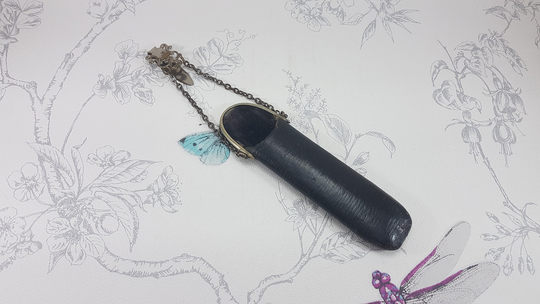 Antique Spectacles Case For A Chatelaine, Antique Leather Velvet Lined Chatelaine Spectacle