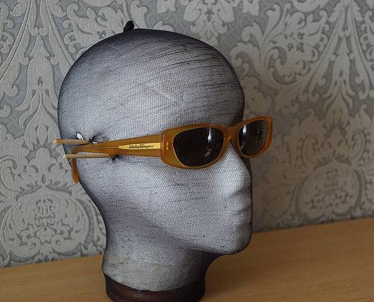 Salvatore Ferragamo Yellow Rectangular Retro Sunglasses, Unisex, Good Condition