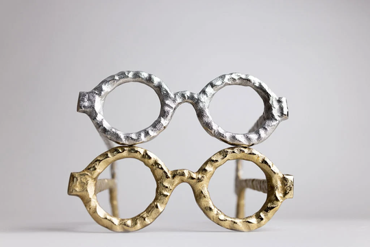 Hammered Aluminum Eyeglass Decor Sculpture | Silver