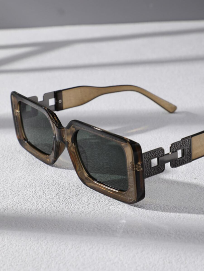 Fashion Square Sun Glasses Sunglasses Green Tint Vintage Luxury Stylish Frame Sunglasses