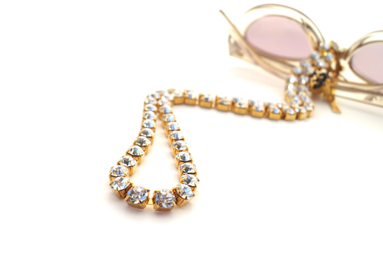 Luxe Gold Eyeglass Chain - Swarovski Crystals For Sunglasses in 925 Sterling Silver | Fine Jewelry