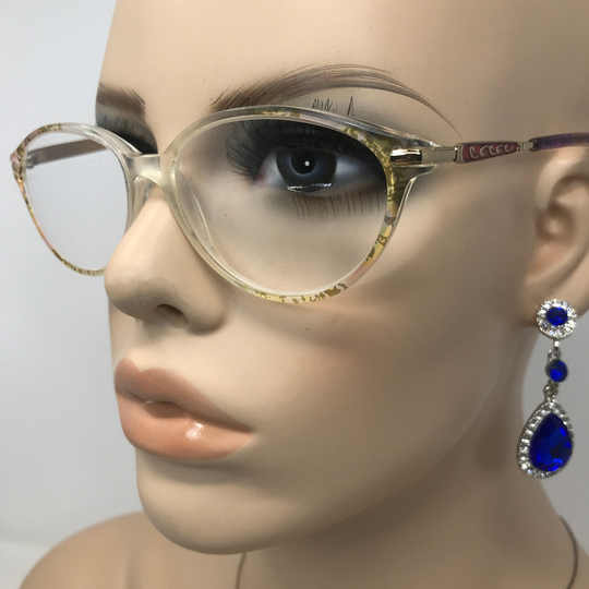 Vintage Ladies Eyeglasses Glasses Frame Clear Purple Oval Used Eyeglass Frames Retro