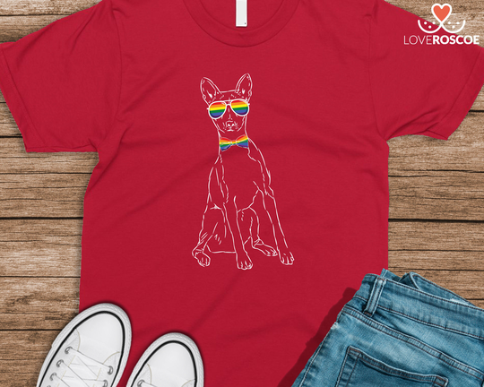 Basenji Pride Dog Rainbow Sunglasses T-Shirt/Women's Tee Men's & Racer Back Tank Kids Hoodie Crewneck Lgtbq Puppy