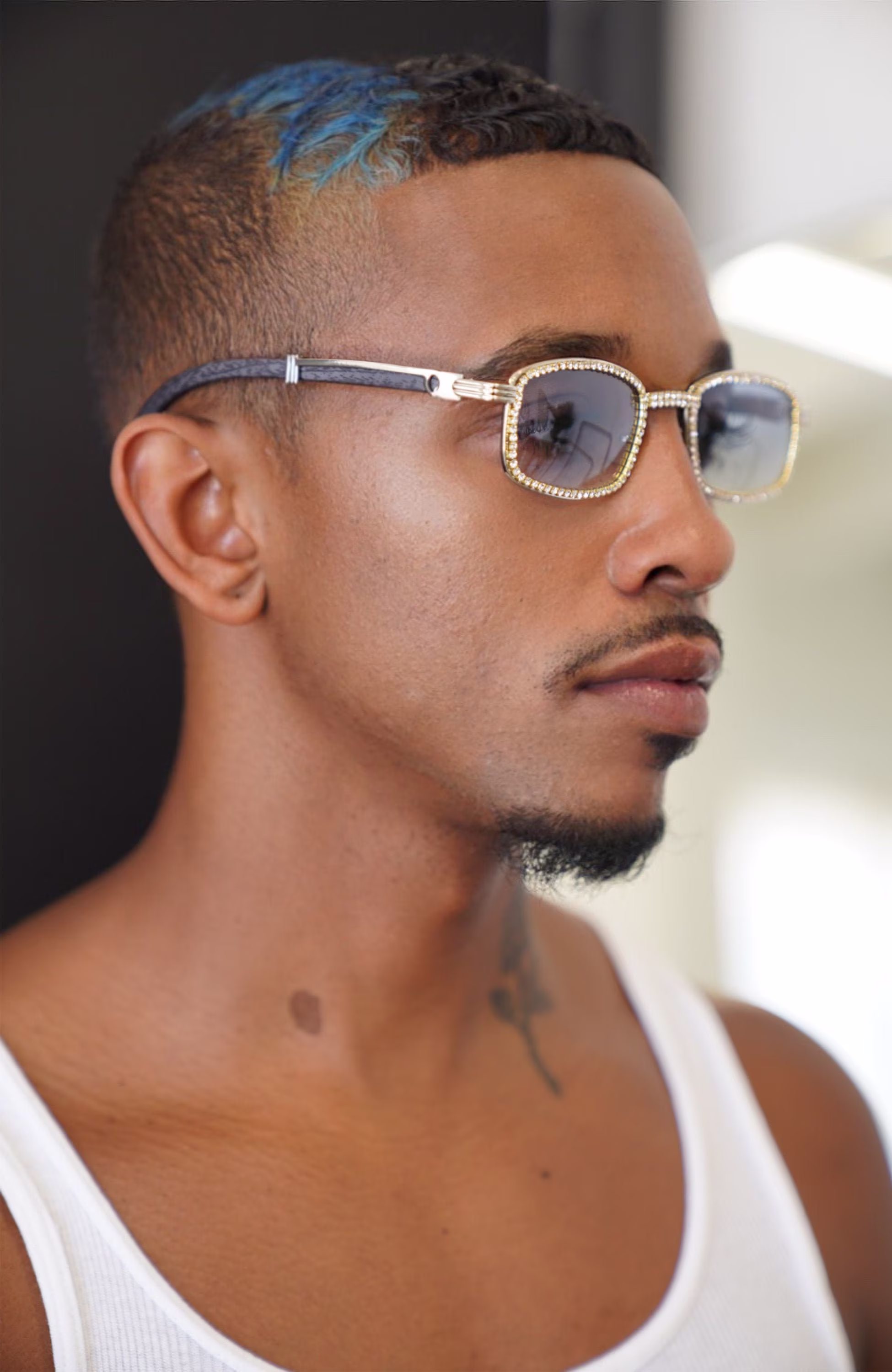 Amigo Rhinestone Sunglasses Skyblue Tint