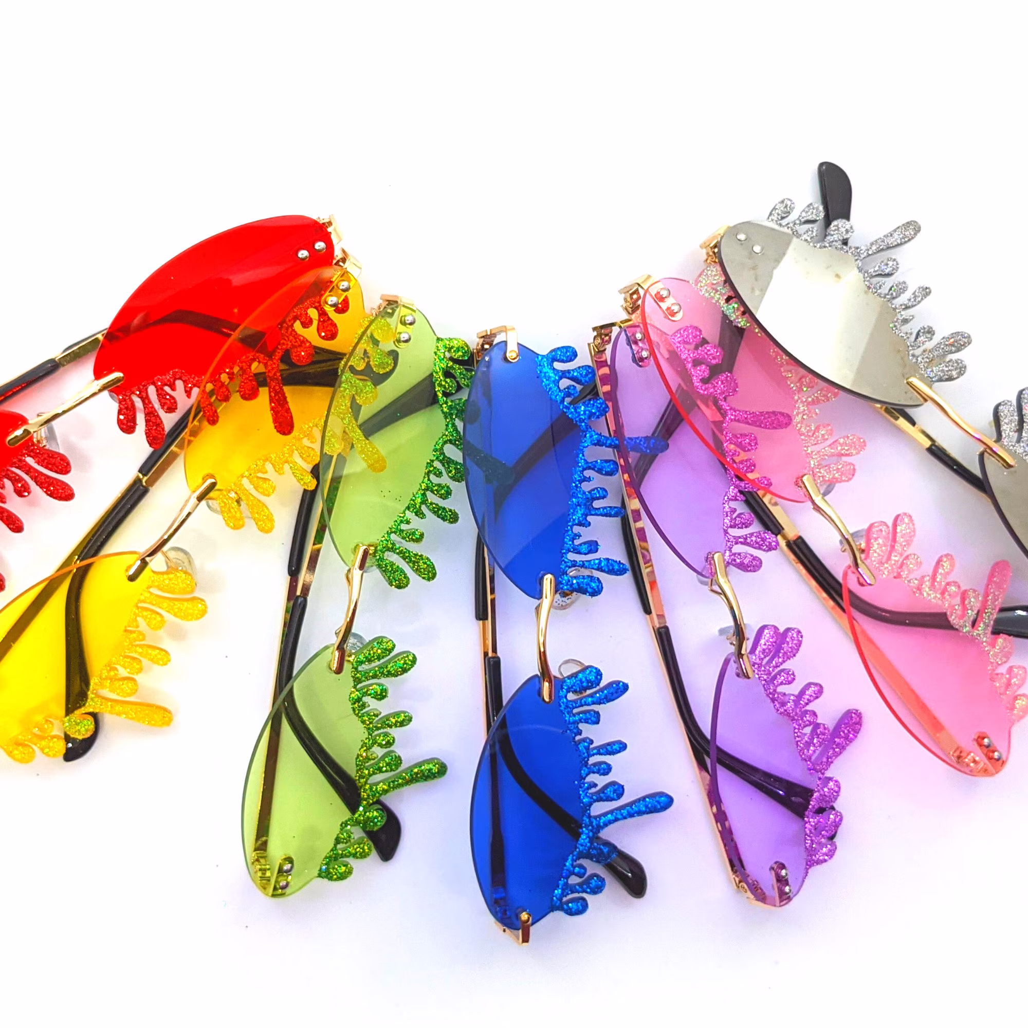 Dripping Glitter Glasses, Colorful Melting Crying Sunglasses, Rare Unique Festival One Of A Kind Sunglasses