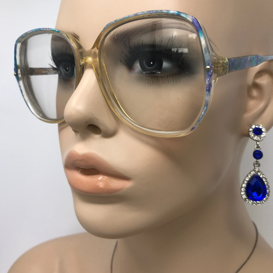 Vintage Oversized Eyeglasses Laurie Summers Glasses Frame Blue Clear Used Eyeglass Frames Retro