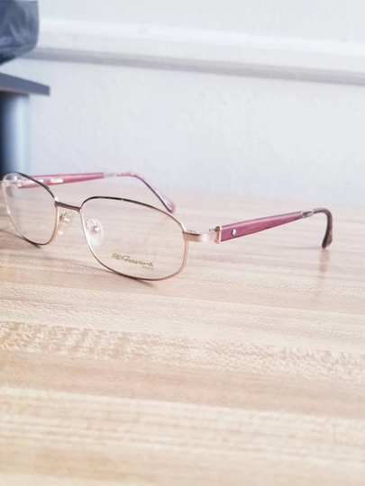 Pol Gaspard Eyewear 1980S. Wood Temples. Mod Art B53 Gold. New Old Stock. Frame Japan. Very Light. Dim. 54x13x140 Color Gold/Coffee