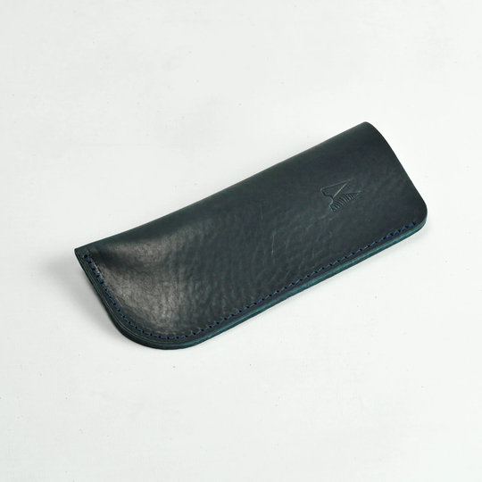 Navy Leather Glasses Case | Handmade Sunglasses Slip Blue Spectacles Pouch Missouri Collection