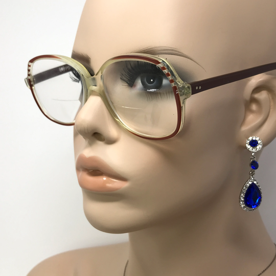 Vintage Merx Eyeglasses Glasses Frame Clear Brown Square Used Eyeglass Frames UK Retro