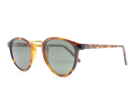 90S Vintage Sunglasses. Tortoise Slender 40S 50S Style Frame With Green Lenses. Mens Nos
