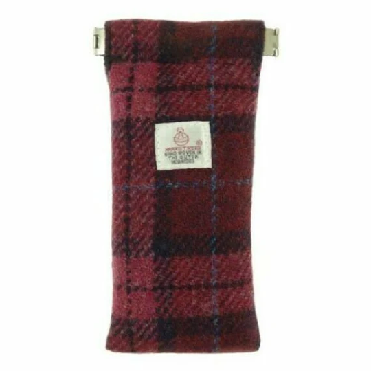 Harris Tweed Glasses Case in Raspberry Check lb2109-Col90