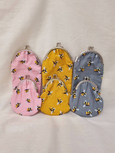 Bumblebee Glasses & Coin Purse Gift Set/Kiss Clasp Purse/Kiss Case/Change Purse/Eyewear Case/Bee Set