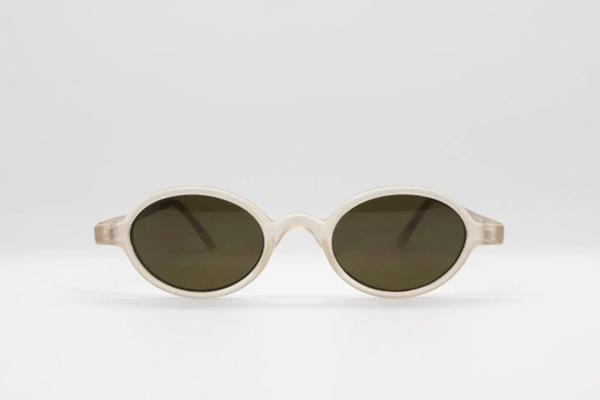 90S Vintage Oval Sunglasses. Peach Transparent Micro Frame With Brown Lenses. Nos. Bnwt. Club Kids. Rave. Steampunk. Tiny