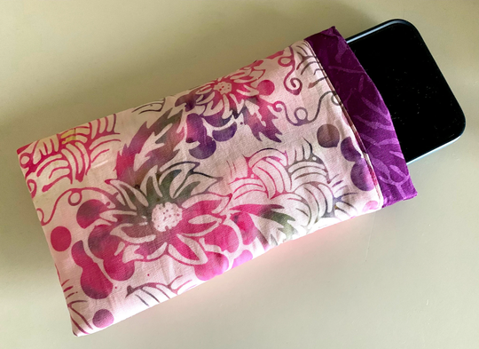 Mother's Day Smartphone Case With Snap Closure, Padded Eyeglass Holder, Colorful Floral Fabric