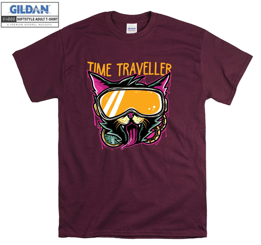 Time Traveller T Shirt Cat Sunglasses Crazy T-Shirt Tshirt S-M-L-xl-xxl-3xl-4xl-5xl Oversized Men Women Unisex D516