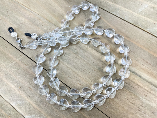 Clear Glass Heart Eyeglass Chain-Glasses Holder Strap-Glasses Lanyard-Eyeglass Lanyard-Glasses Chain Holder-Eyewear
