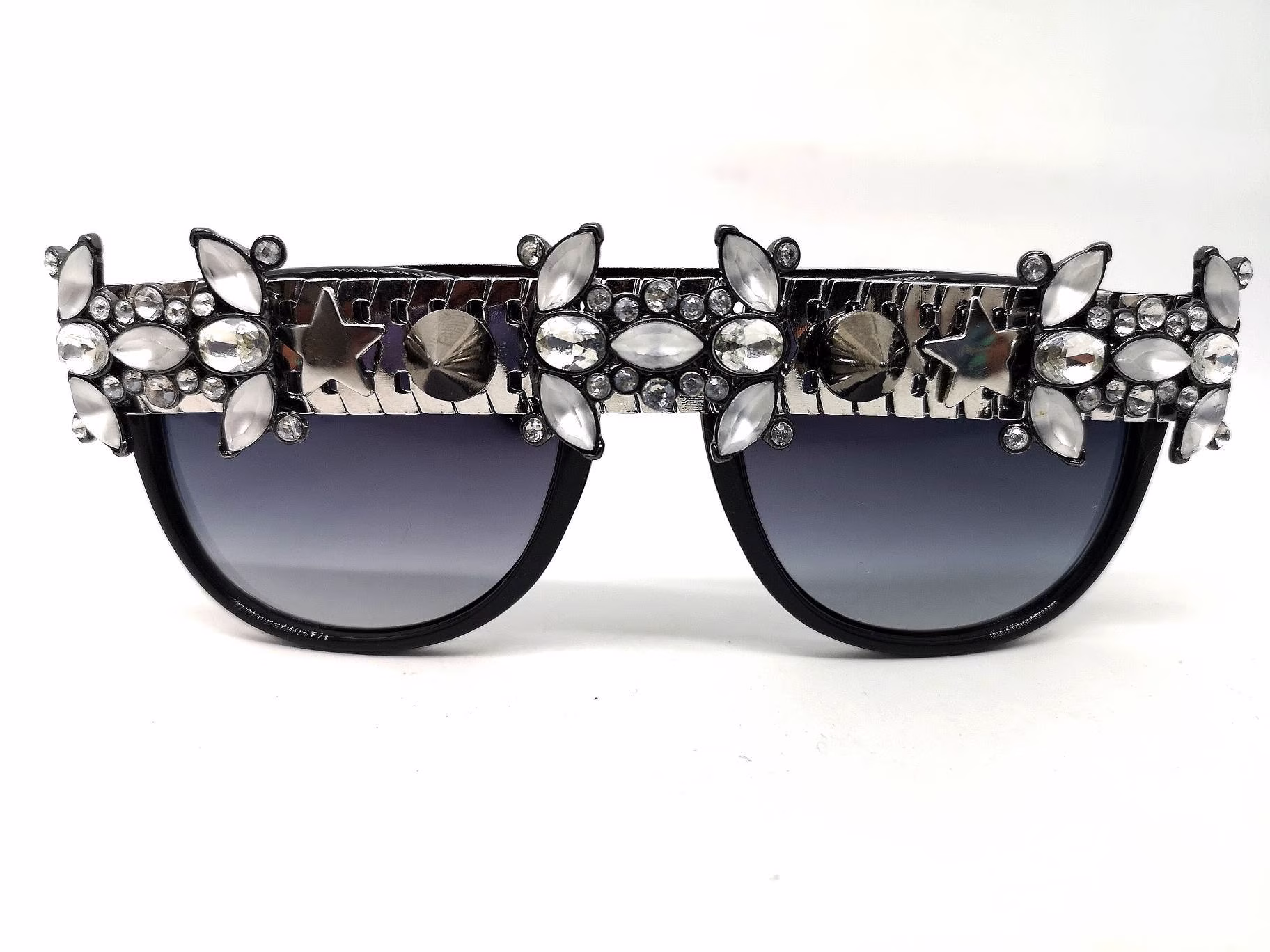 Mens Festival Unique Sunglasses, Festival Outfits & Accessories, Funky Black Silver Sun Glasses - Unisex