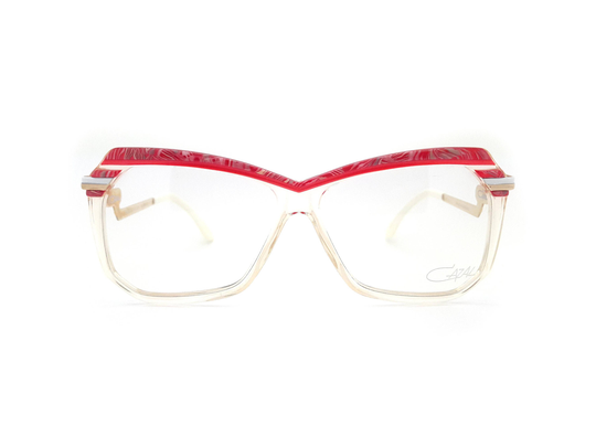 Genuine 1980S Cazal Mod 181 Col 260 Clear & Red Vintage Glasses // Made in West Germany New Old Stock