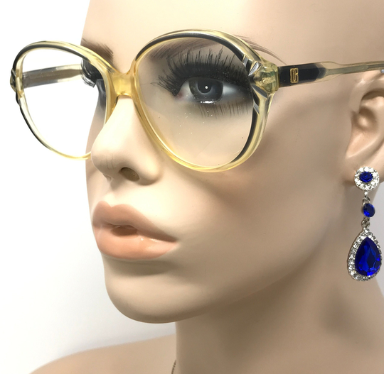 Vintage Ladies Eyeglasses Glasses Frame Clear Amber Square Used Eyeglass Frames Retro