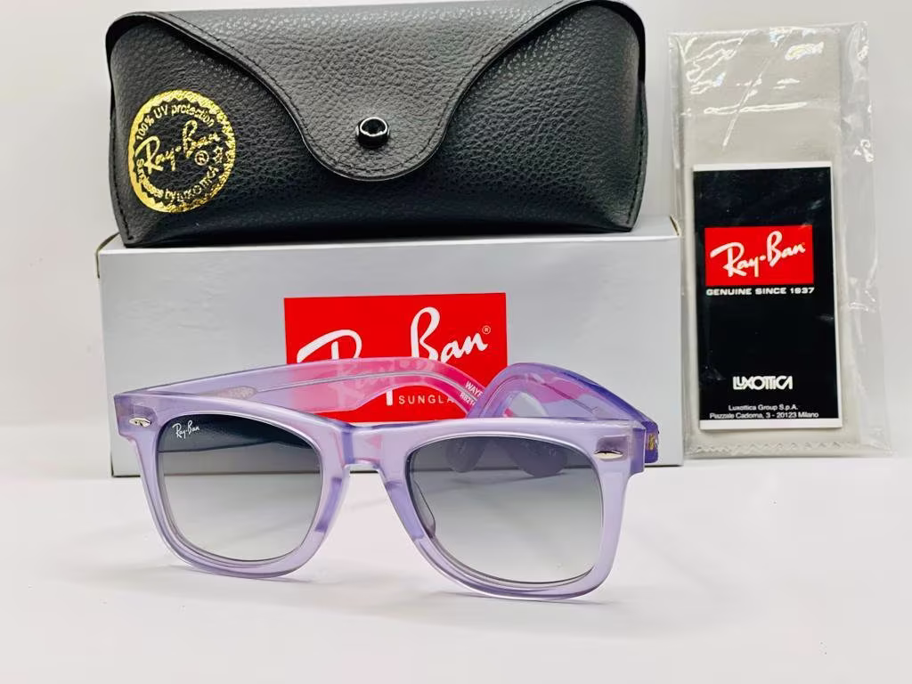 Ray-Ban Ice Pop Purple Strawberry Crystal Sunglasses Rb2140 Limited Edition Translucent Original Wayfarer Pops Series Rayban Eyewear