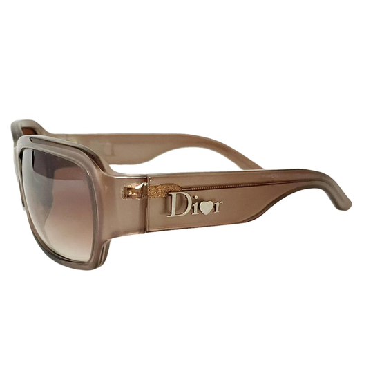 Dior Sunglasses - Authentic Heart Logo Oversized in Brown Vintage Genuine 2000S Y2K 90S
