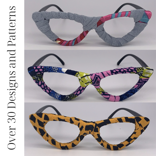 Cateye African Print Fabric Frames Fashion Eyeglasses Eyewear - No Lens