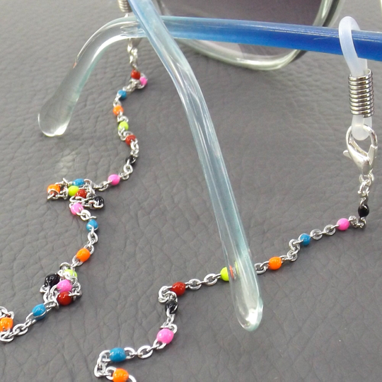 Enamel Eyeglass Chain Lanyard | Sunglasses Holder For Women Face Mask Necklace Glasses Silver Gold Multicolor Satellite Bead