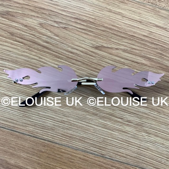 Pink Flame Sunglasses Fire Funky Festival Outfit Rave