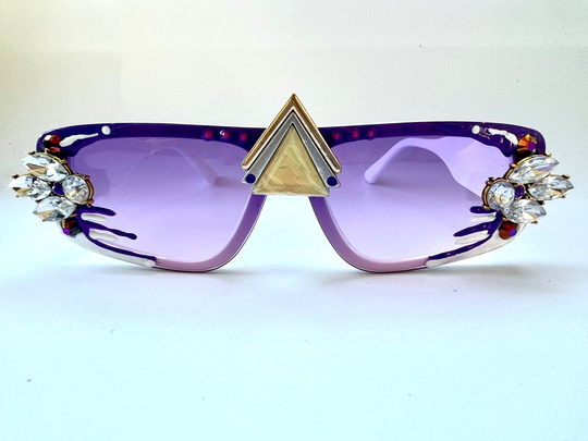 Unisex Rectangular Purple Statement Sunglasses