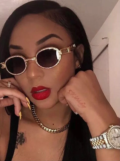 Rhinestone Glases | Unisex Vintage Diamond Glasses Round Eyewear Sunglasses Luxury Steam Punk