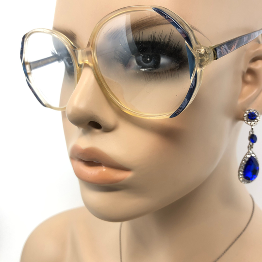 Vintage Boots Crocus Ii Eyeglasses Glasses Frame Blue Clear Square Used Eyeglass Frames Retro
