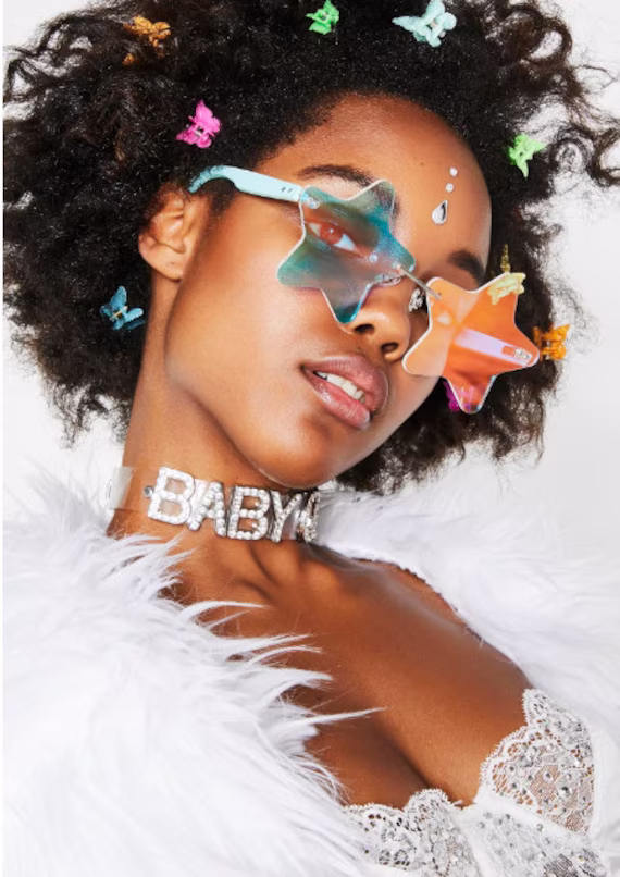 Iridescent Star Glasses, Eyewear, Club Kids, Clubwear, Rave, Party, Pastel