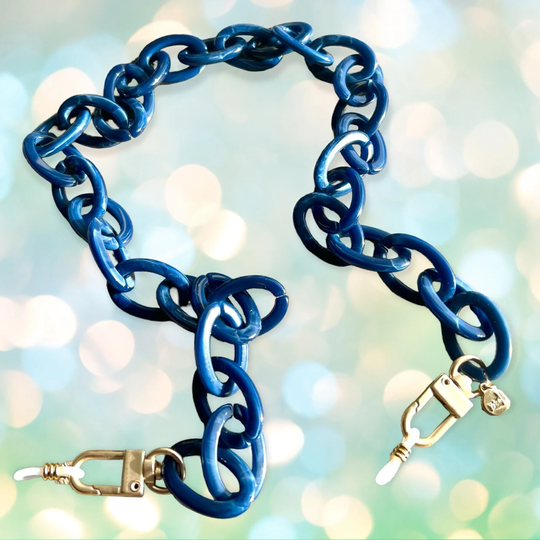 Navy Blue Acrylic Sunglass Chain Acrylic Blue Sunnies Chain, Mask Stylish Eyeglass Navy Chain For Sunnies, Frame