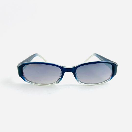 Authentic Y2K Rectangle Blue Frame Sunglasses With Mirror Lens