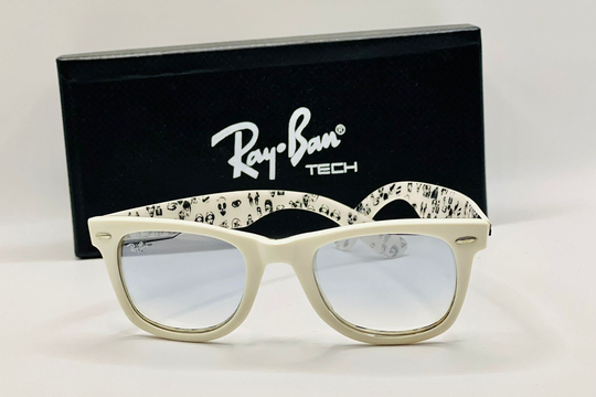 Ray-Ban Milky White Original Wayfarer Sunglasses Rb2140 Rare Print Multi Art Frame Vintage Eyewear, Christmas Gift, Best Gift For Her