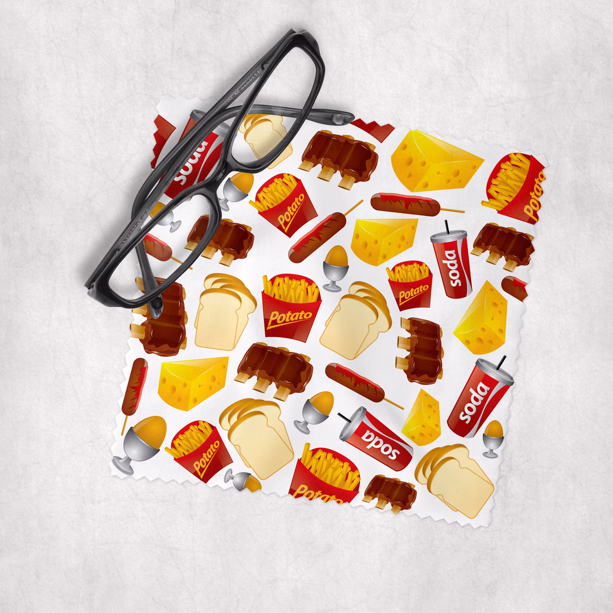 Fastfood - Microfiber Lens Cleaning Cloth For Eyeglasses, Cameras, Smartphones & All Screens