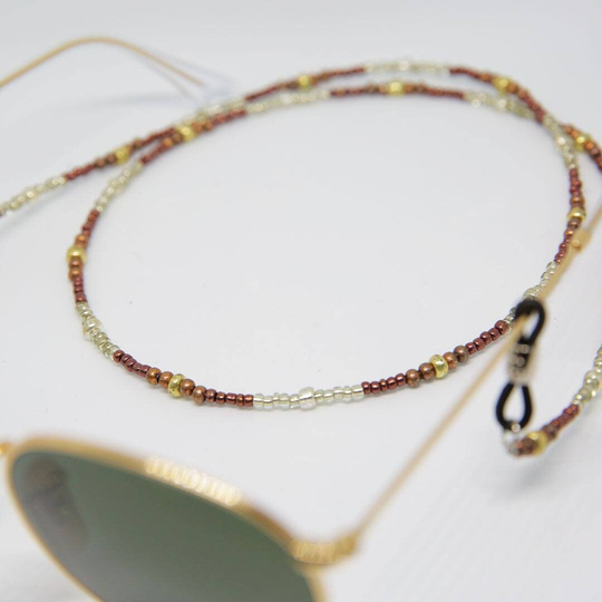 Sunglasses Chain/Cord Glasses - Brown, Gold & White