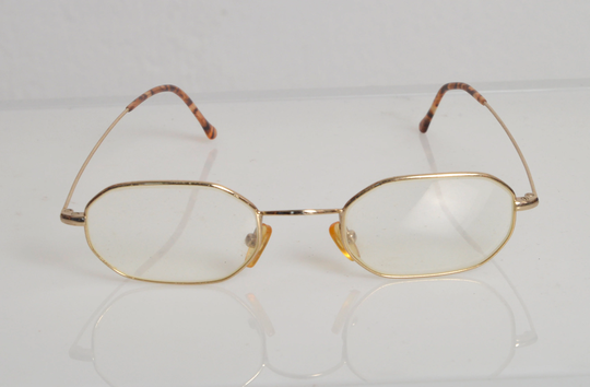 Vintage Gold Frame Eyewear, Brown-Animal Print Pattern Temple Tips Decoration, Octagon Rx-Able Prescription Lenses. Light Frame