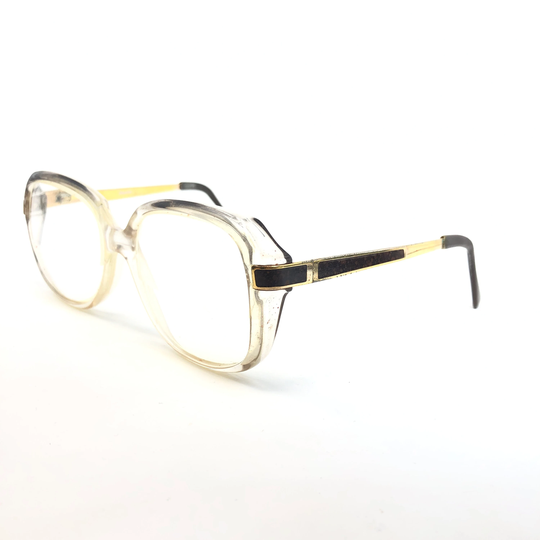 Vintage Dunelm Eyeglasses Glasses Frame Clear Gold Square Used Eyeglass Frames Retro Unisex Mens Ladies