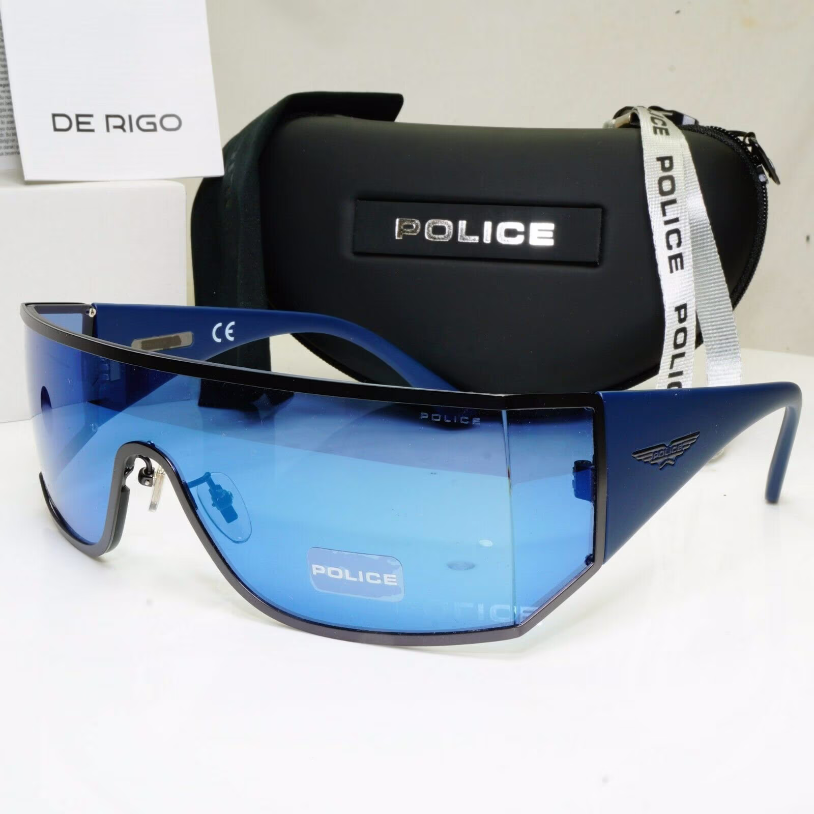 Authentic Police Mens Sunglasses Designer Blue Shield Visor Ski Spl 892 Col 627B 31331