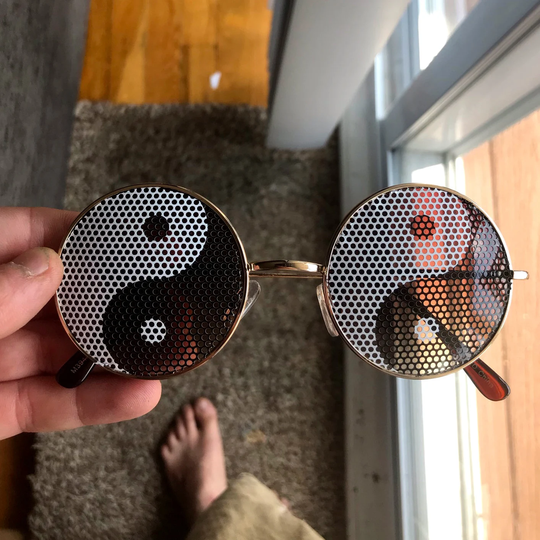 Yin Yang Graphic Round Sunglasses