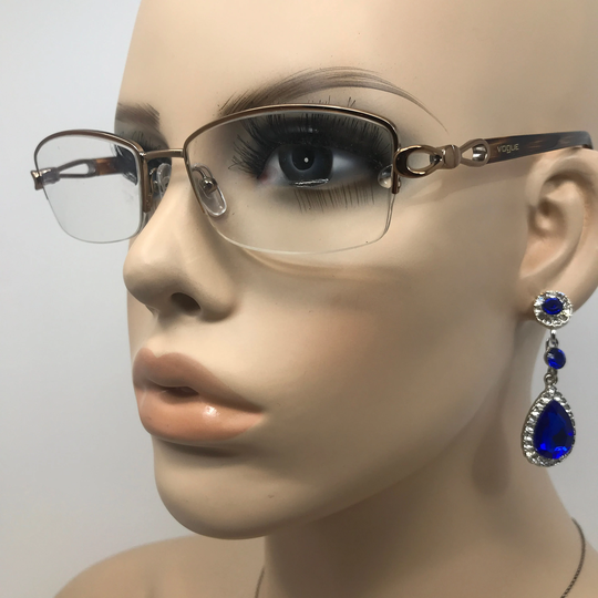 Vintage Vogue Vo3824 Eyeglasses Glasses Frame Gold Rectangular Used Eyeglass Frames Retro