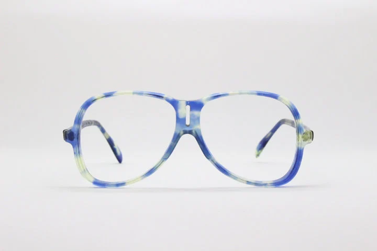 Silhouette 70S Vintage Aviator Glasses Mod53 . Radiant Cloudy Blue Sky Patterned Optical Frames. Prescription Eyeglasses. Spectacles