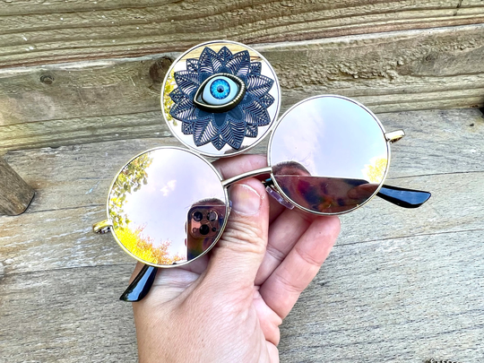 Rose Gold Pink Third Eye Metal Sunglasses