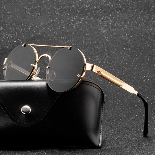 Branded Vintage Round Steampunk Sunglasses Designed For Men & Women With Uv400 Shades Eyewear